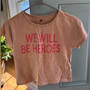 Peach T-Shirt with Pink Text